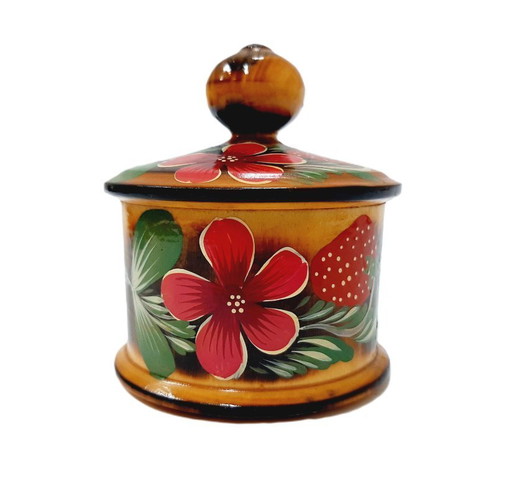 Boîte en bois vintage peinte à la main avec couvercle