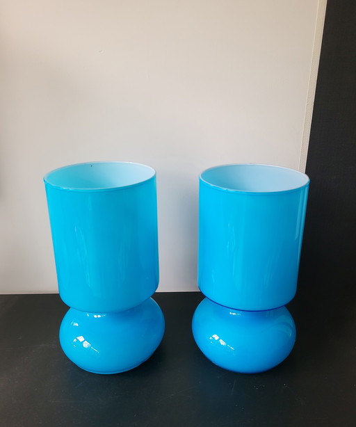 2 Vintage Ikea Lykta blaue Lampen.