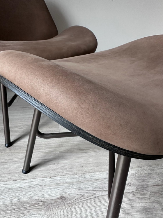 Fauteuils design Pode Nihan avec pouf, Bois, Cuir, Marron, Modern (photo 10 sur 11)