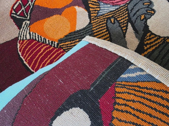 Alfombra de lana anudada a mano inspirada en María Teresa de Picasso – Base de algodón policromado (104x79cm) (photo 7 of 9)