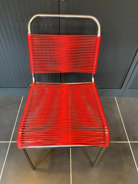 Vintage 1960 red chrome scoubidou or spaghetti chair – Dining chairs, Plastic (photo 9 of 20)