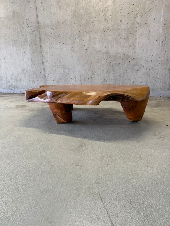 Image 1 of Vintage brutalist wabi sabi wortelnoten salontafel
