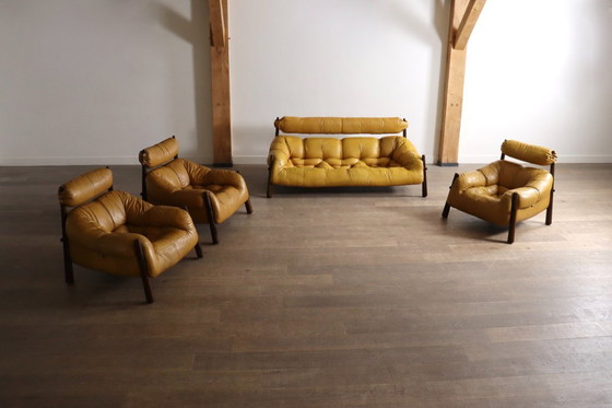 Image 1 of Percival Lafer MP-81 lounge chairs in yellow leather, Brazil 1970s