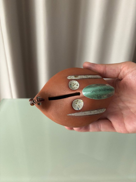Tirelire en céramique en forme d'oiseau, terre cuite et verte, Objets déco, Marron (photo 5 sur 9)