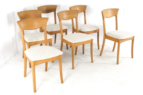 Image 1 of Set van 6 Juul Kristensen JK Denmark stoelen eetkamerstoelen vintage gestoffeerd