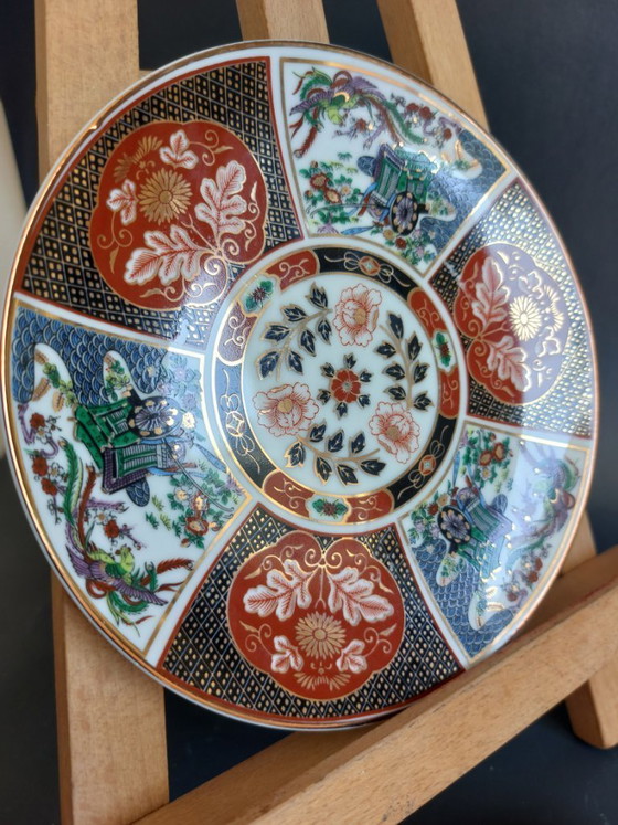 Image 1 of Vintage Hand-Painted Imari Wall Plates with Floral & Bird Motifs - Set of 2