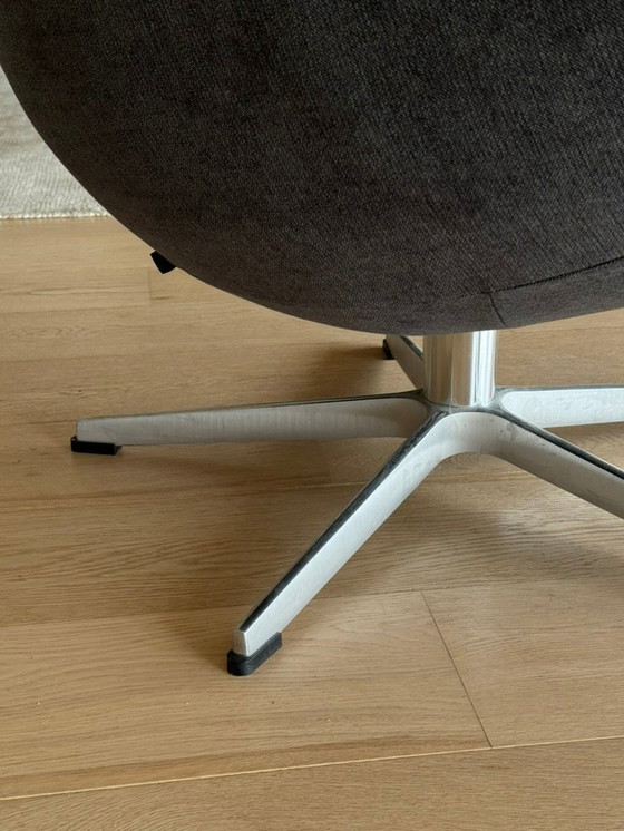 Image 1 of Draaibare design relaxfauteuil met voetensteun (blauwgrijs fluweel)