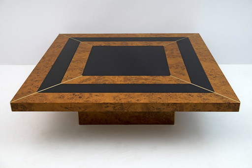Art Déco Style Italian Walnut and Lacquer Coffee Table, 1970s