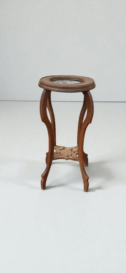 Art Deco wood/marble side table