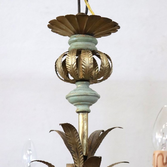 Lustre en bois laqué et fer, 12 ampoules, Italie, début du XXe siècle – Wood (photo 5 of 13)
