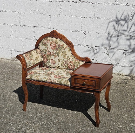 Image 1 of Franse telefoonbank/tweezitsbank/roddelbank - Louis XV-stijl - jaren 70