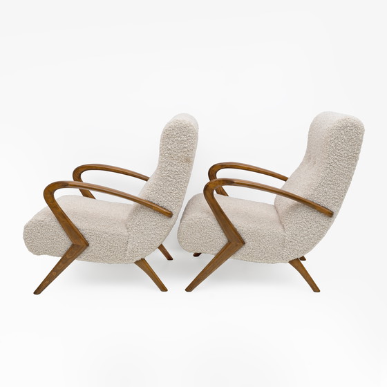 Image 1 of Attribute to Paolo Buffa Mid-Century Modern Italian Bouclé Armchairs, Pair