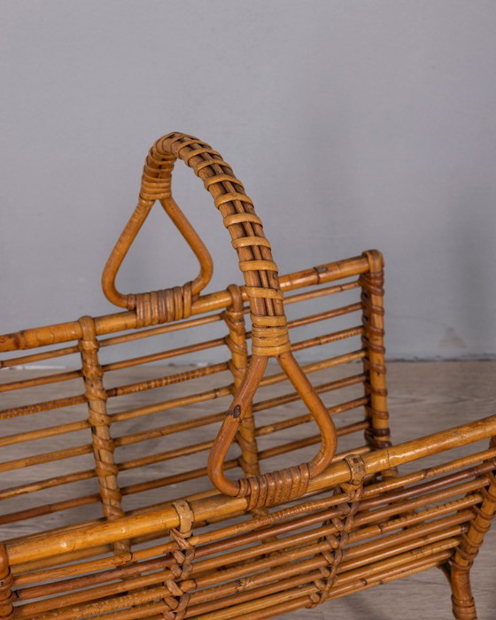 Vintage 1960s Italian Design Bamboo Magazine Rack (photo 2 of 7)