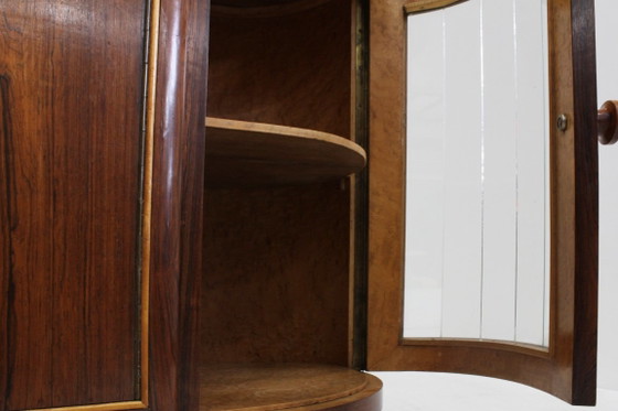 Vintage Art Deco Sideboard 1930s, Wood, Glass, Brown (photo 3 of 11)