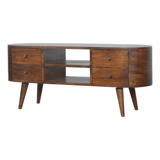 Mobile TV di Lusso in Legno Massello di Mango – Chestnut – Design Rotondo – Artisan, Mobili TV (photo 3 of 9)