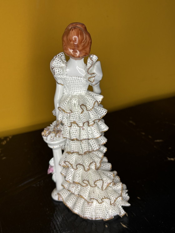 Image 1 of Elegant porcelain lady in lace dress – Debelle Fine Porcelaine (vintage)
