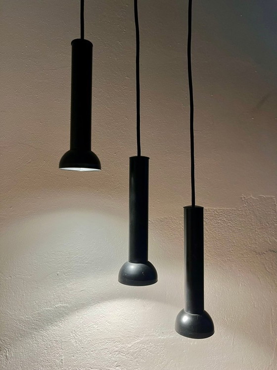 Image 1 of 3x Lyfa Lamp Spot Ceiling Light Denmark black metal Danish design postmodern vintage 70s 80s