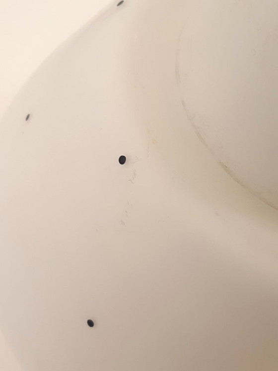 Image 1 of Vintage milk glass UFO-shaped pendant lamp with metal saucer, mcm lamp