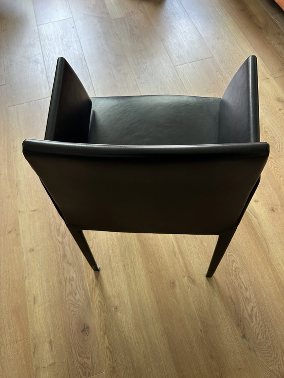 Design Eetkamerstoel Baleri Italia Capri (Hannes Wettstein) Zwart Leer – Eetkamerstoelen, Leather, Aluminium (photo 4 of 5)