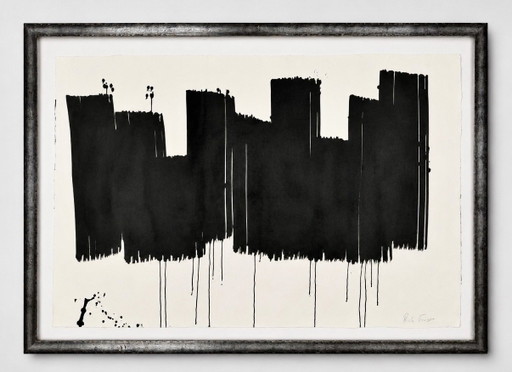 Großes, signiertes abstraktes Werk von Rick Triest – Schwarz/Weiß