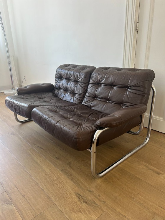 Johan Bertil Borkum Sofa 1970s for IKEA – Banken, Leather, Metal (photo 3 of 5)