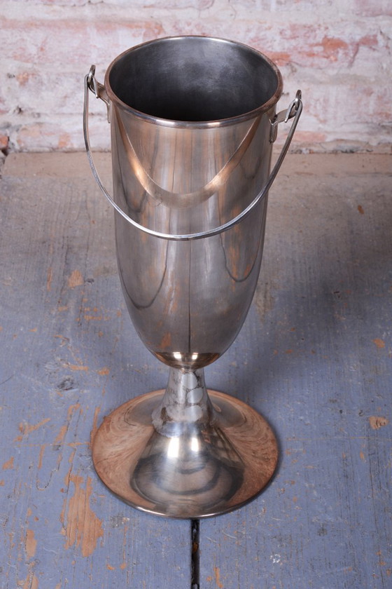 Secchiello champagne Art Déco originale da terra, metallo argentato, Francia, anni '20, Accessori da tavola (foto 2 di 13)