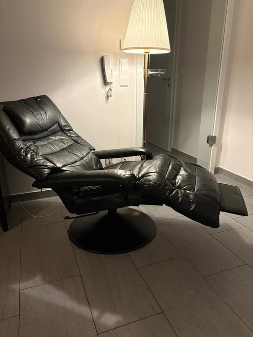 Percival Lafer Postmoderner brasilianischer schwarzer Loungesessel aus Leder