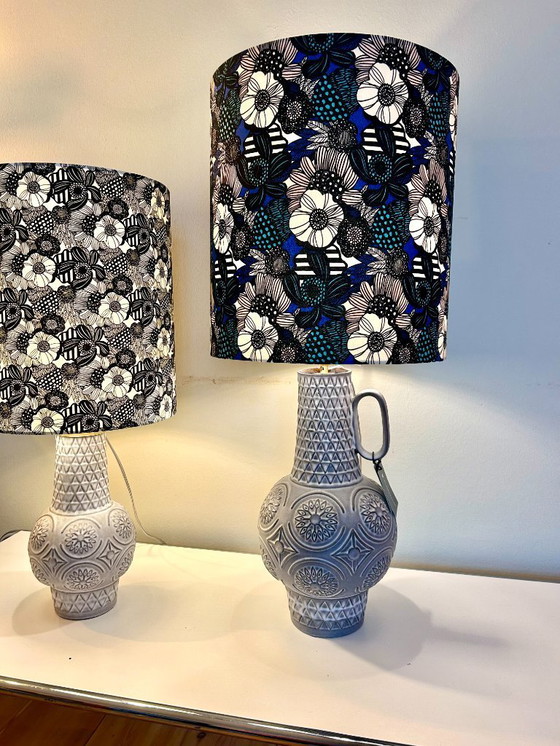 Image 1 of  2er Set brutalistische Keramik Vasenlampen, Bodo Mans für Bay Keramik, West Germany, 1960er