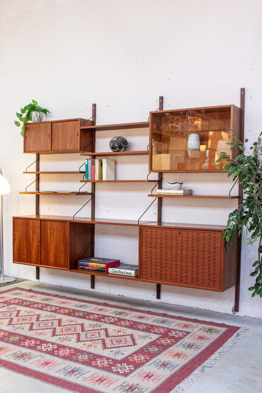 Poul Cadovius Cado Royal wandplank, plankensysteem, dressoir, vintage teakhout, Deens design, mid-century – wandrek, Wood