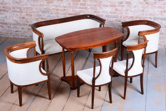 Gerestaureerde art-deco zitset, palissanderhout, opnieuw bekleed, Frankrijk. Jaren 1920. – Eetkamerset (photo 27 of 32)