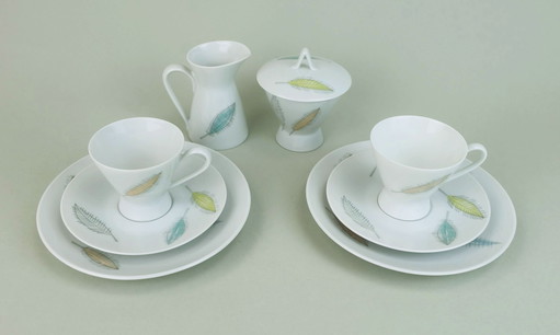 Juego de 8 piezas de moca Rosenthal Form 2000 Raymond Loewy Decor Falling Leaves