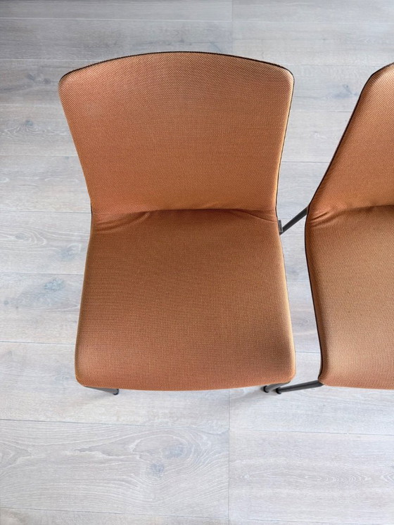 Set of 4 Walter Knoll Liz Dining chairs (Claudio Bellini), Textile, Metal, Turquoise (photo 9 of 13)
