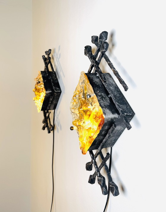 Image 1 of BRUTALIST WALL LAMPS ATTRIBUTED TO TOM AHLSTRÖM AND HANS EHRLICH FOR A + E LEUCHTE, SWEDEN CIRCA 1960s