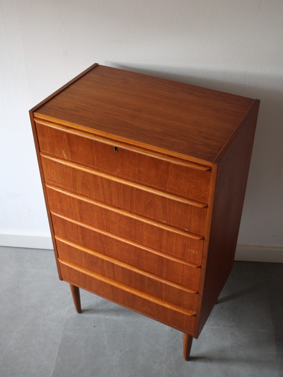 Image 1 of Vintage Deense ladekast in teak, smal!