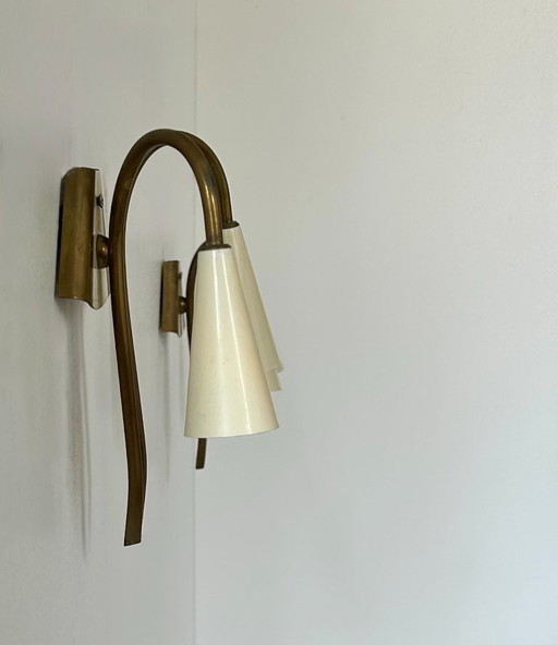 Pair of brass sconces, France, 1950