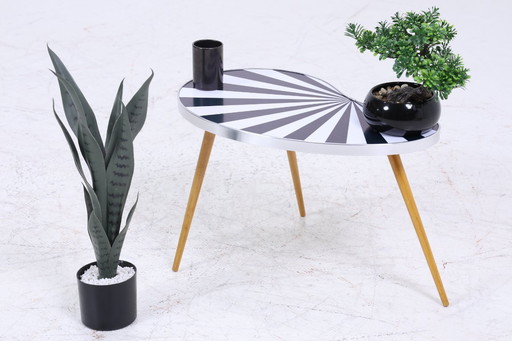 Vintage kidney-shaped table | Mid - Century flower table | side tables pattern black white 60s #07-49