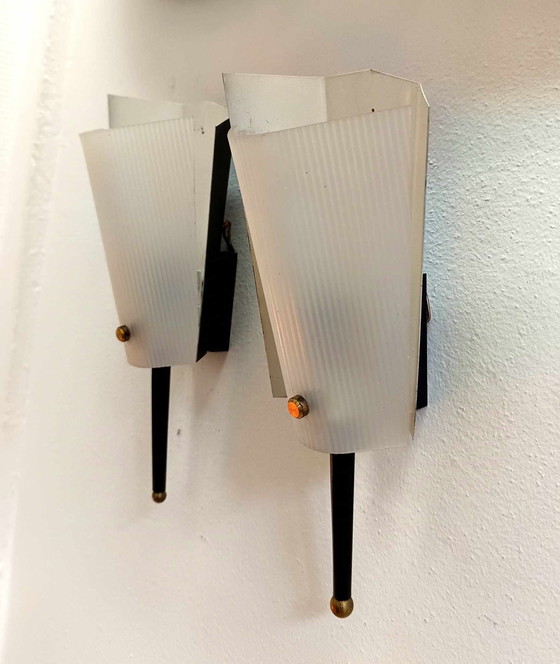 Image 1 of 2X Wall Lights 1960 Jacques Biny In Perpex