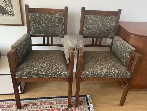 École d'Amsterdam - Deux fauteuils en chêne