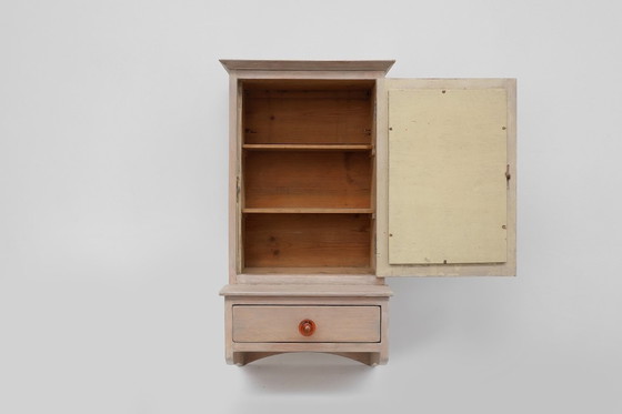 Image 1 of Gabinete de afeitado o botiquín Art Decó francés en madera con espejo, años 20