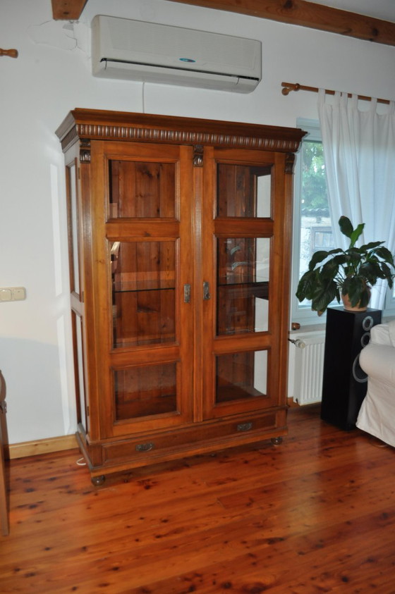 Antique Hungarian Glass and Wood Cabinet – Sideboard cabinet (photo 6 of 9)