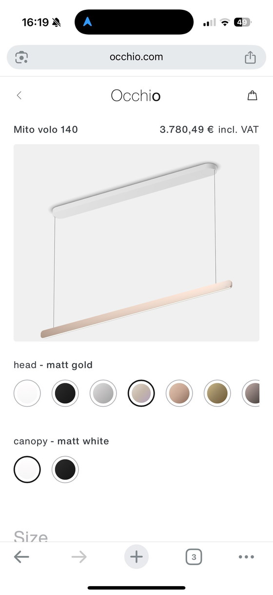 Image 1 of Occhio Mito Volo 140 - Oro Mate / Capota blanca