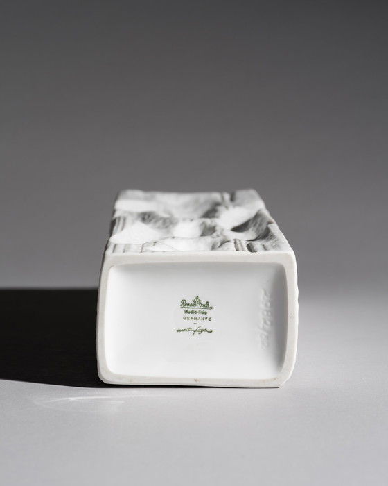 Image 1 of Rosenthal Studio-Linie Vase Op Art Allemand Duo Martin Freyer Années 70 Bisque Porcelaine