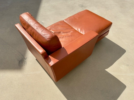 Poltrona Frau Chaise Longue Cognac Leather Italian Design – fauteuils