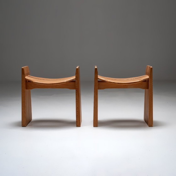 Image 1 of 2x "Jonte" wooden stools Gilbert Marklund for Furusnickarn AB, set of 2