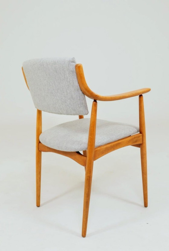 Image 1 of Fauteuil scandinave vintage en tissu laine gris pierre - entièrement restauré, années 1970