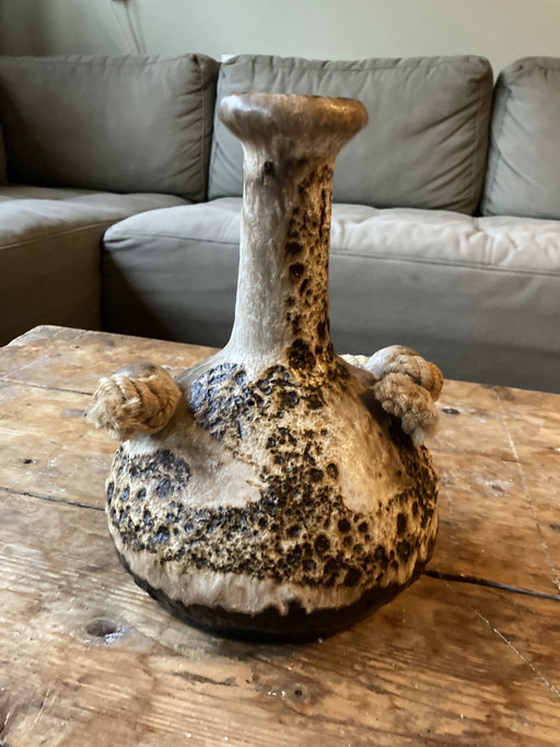 Westdeutschland Vase Lavaglasur braun/beige