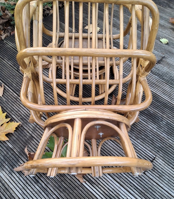 Image 1 of Swivel lounge chairs made of bamboo from the 70s