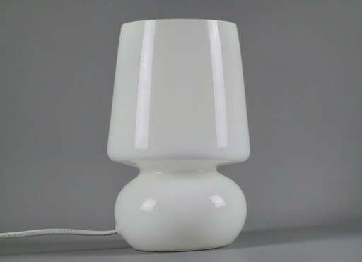Vintage 1980s White Opal Glass Mushroom Table Lamp by Rydéns Sweden • Minimalist Modern Accent Light • Swedish Space-Age Mood Li