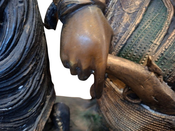 Image 1 of Sculpture en bronze : Chevalier oriental à cheval