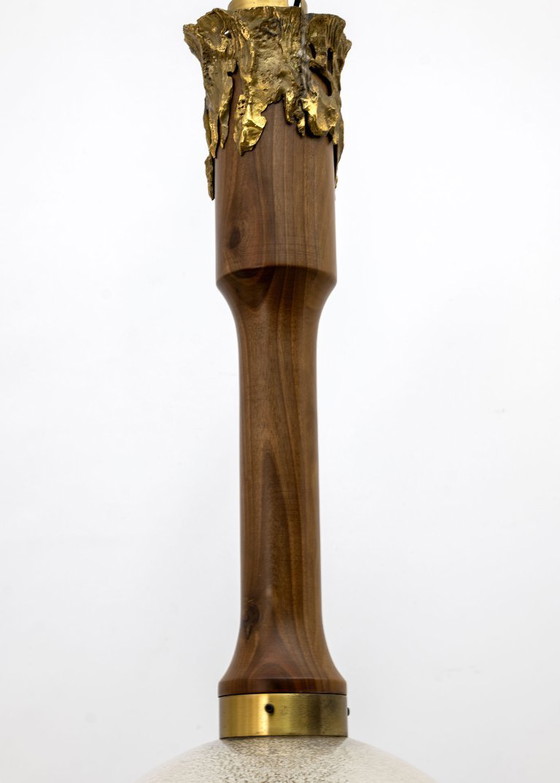 Image 1 of Angelo Brotto - Lampadario in vetro di Murano e bronzo - Metà secolo - Esperia, anni '70